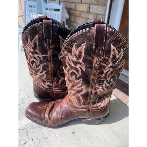 Laredo Breakout Mn’s Sz 9D Western Cowboy Boots Distressed Leather Square Toe main image 4